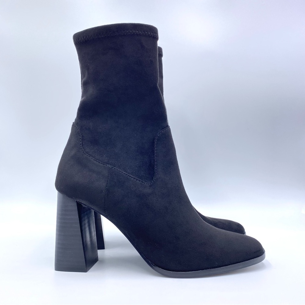 Chinese Laundry Size 6 Kyrie Black‎ Faux Vegan Suede Block Heel Boots Shoes
